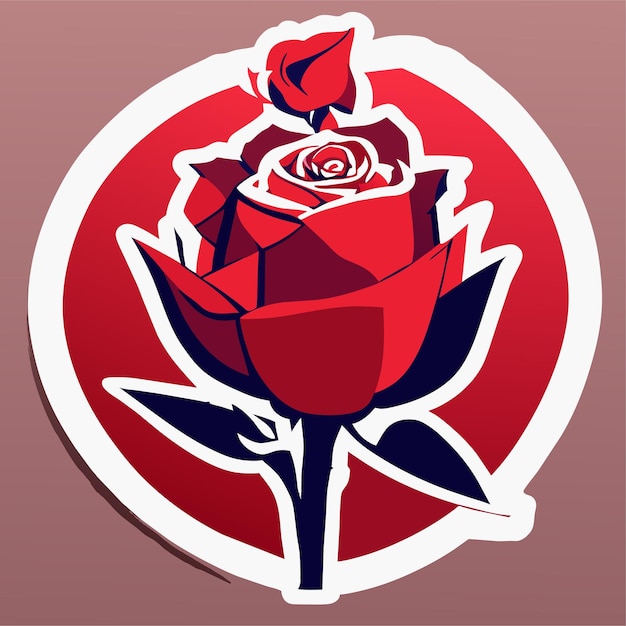 Red rose flower sticker print or red artistic rose