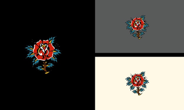 赤いバラの花ベクトル イラスト マスコット デザイン