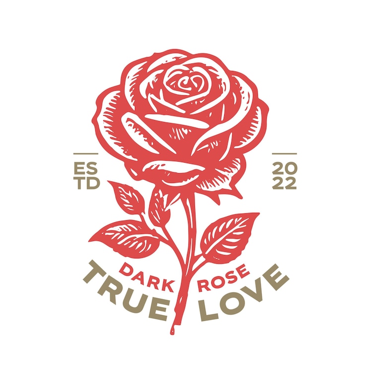 Vector red rose illustration for apparel design