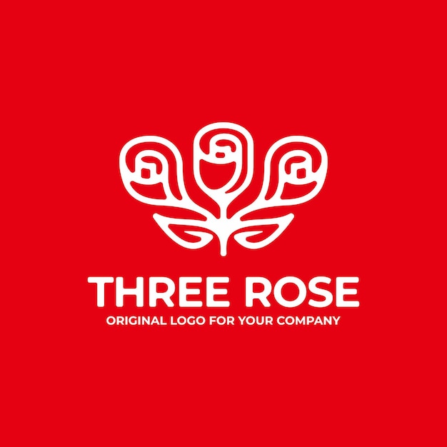 線画スタイルの赤いバラのロゴデザイン