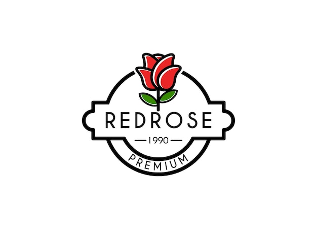 Red Rose Logo Vector Illustration Emblem Stock Vector