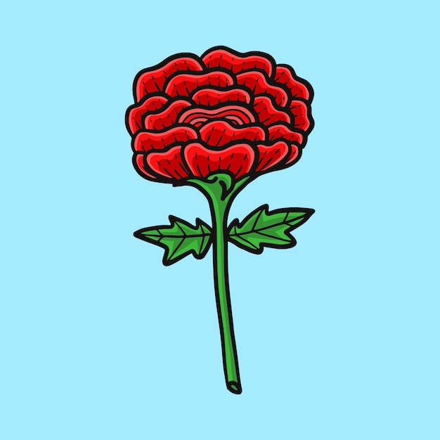 Illustrazione originale del disegno della rosa rossa