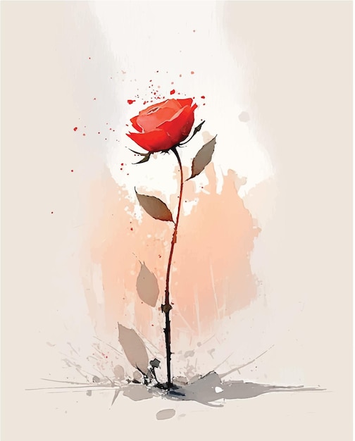 Red rose painting watercolor 8