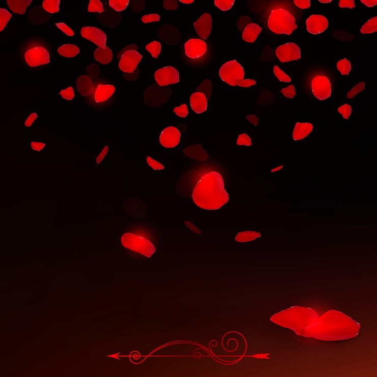 Vector red rose petals