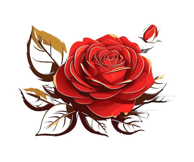 Vettore red rose sticker vector illustration file modificabile o eps