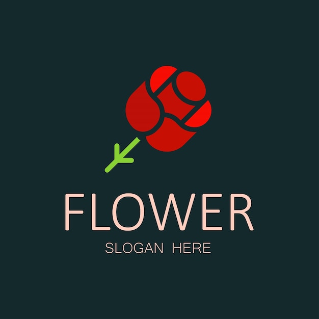 Red rose vector logo template design with background editable design