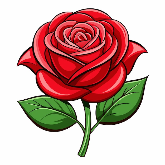 a red rose with green leaves and a red rose