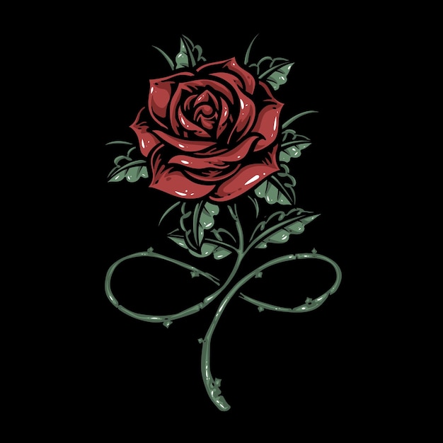 Red rose with thorn illustration