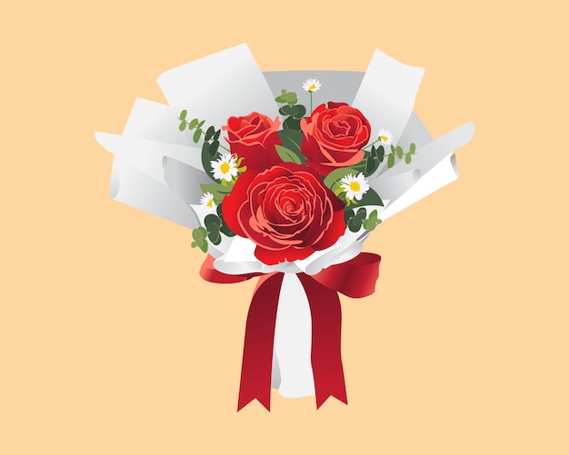 Vector red roses bouquet