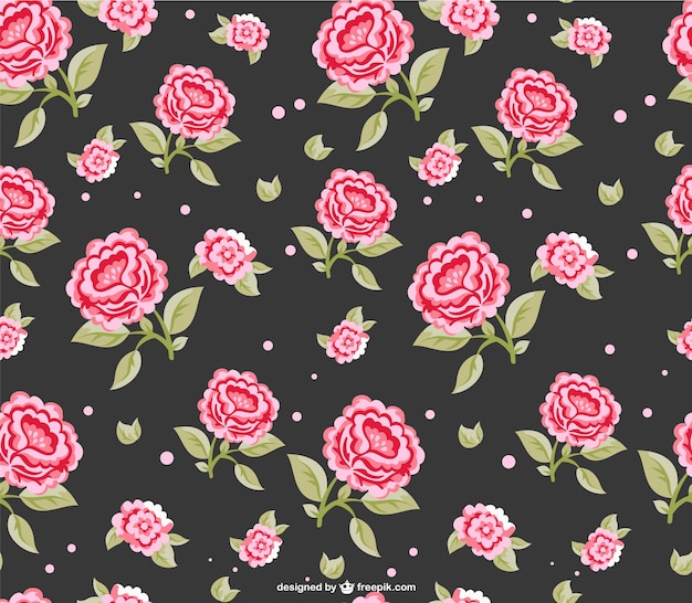 Vector red roses dark seamless pattern