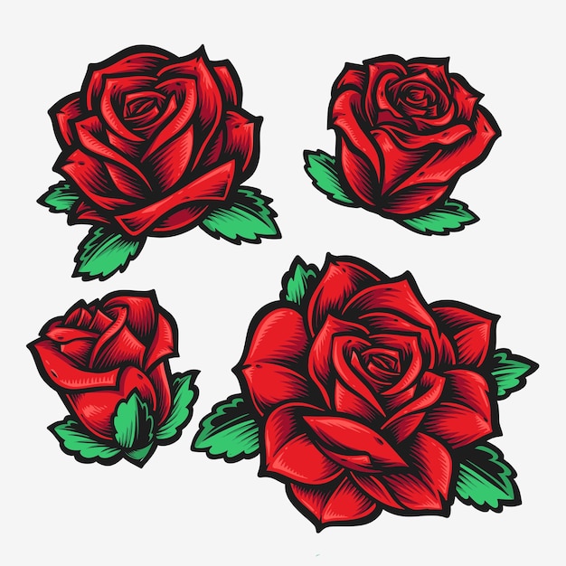 Red roses flower bundle logo