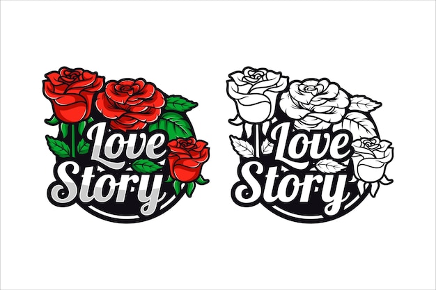 Red roses love story design illustration