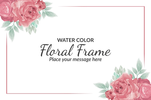 Red roses water color floral frame background free vector