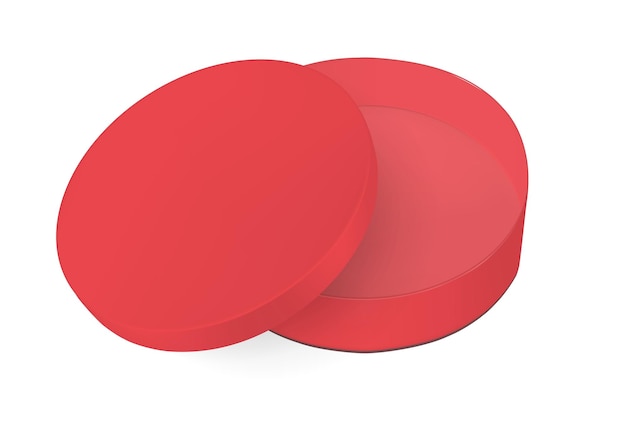 Red round cardboard box with lid