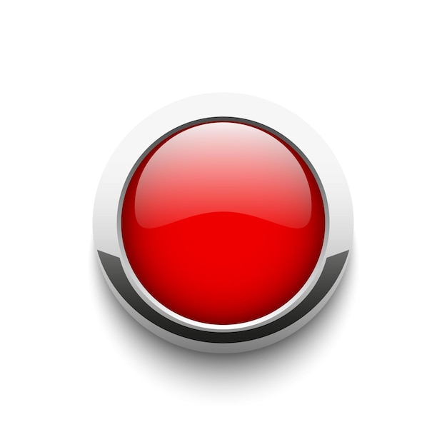 Vector red round glossy button isolated on white background vector illustration