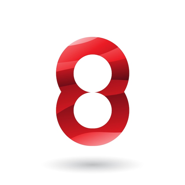 Red Round Icon for Number 8 Vector Illustration