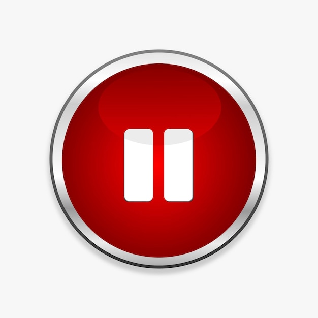 Vector red round pause button icon vector