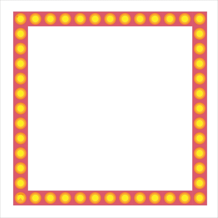Vector red round square frame and lights