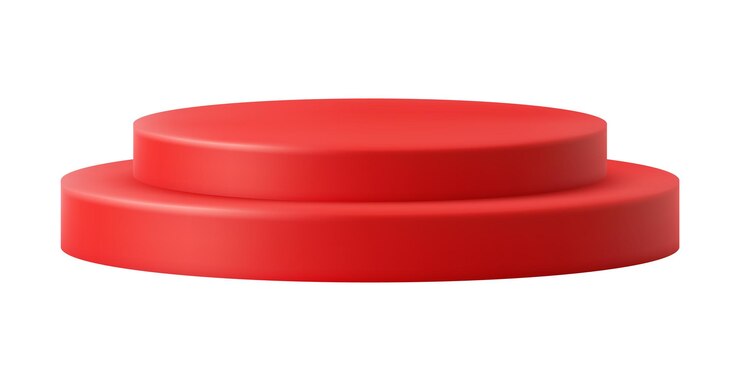 Red rounded podium for presentation