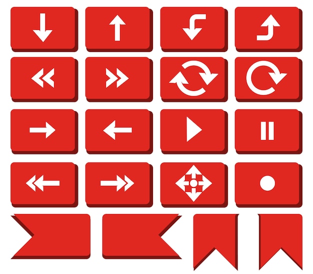 Red rounded rectangle arrow button