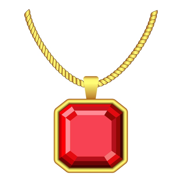 Red ruby jewelry icon Realistic illustration of red ruby jewelry vector icon for web design isolated on white background