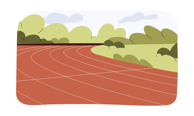 Vector red running track for athletic and various sports competitions