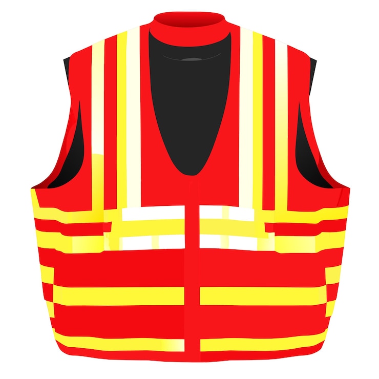Vector red safety vest with reflective stripes uniform