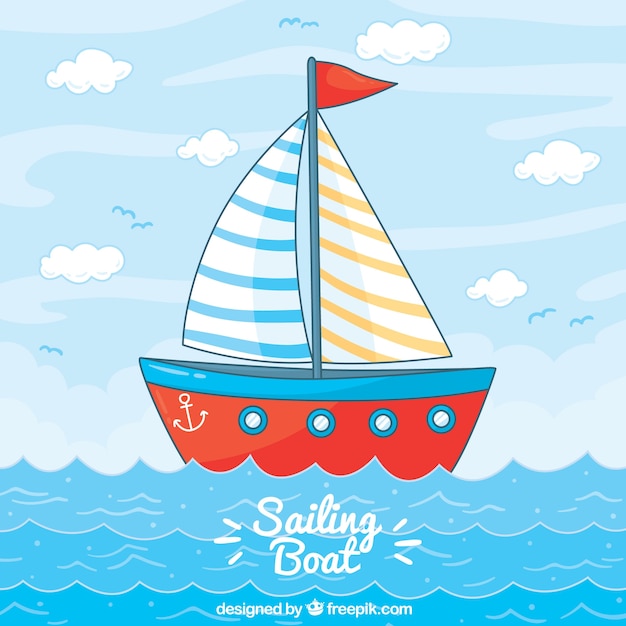 Red sailing boat background