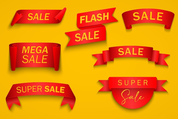 Red sale banner ribbon or sticker