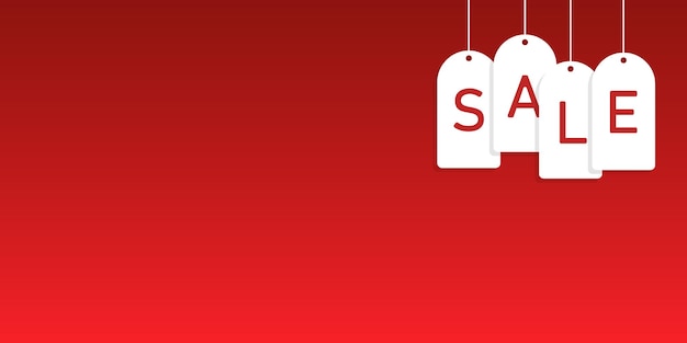 Red sale tag vector background promotional banner