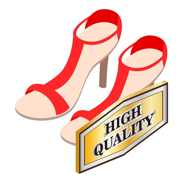 Vector red sandals icon isometric vector bright stylish women opentoe sandals with high heel high quality sign