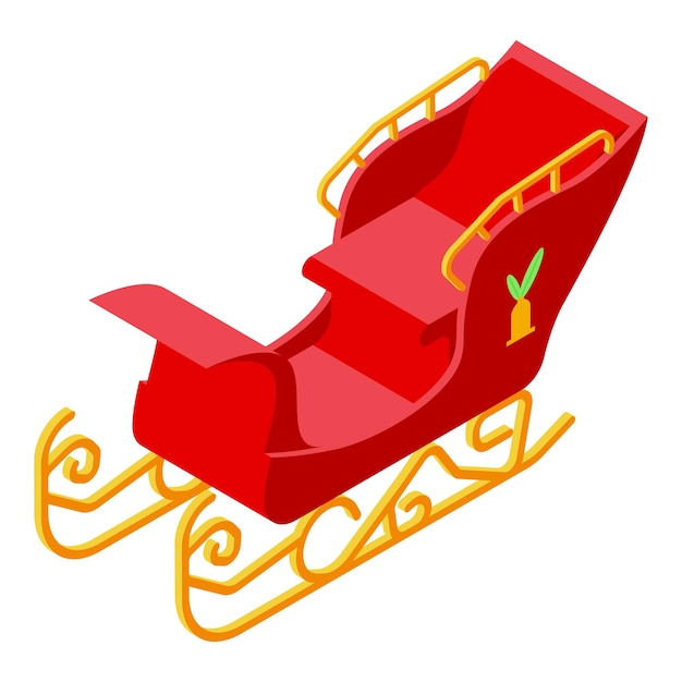 Вектор Иконка красных саней санта-клауса изометрическая иконка вектора красных саней санта-клауса для веб-дизайна выделена на белом фоне