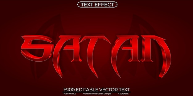 Red Satan bewerkbaar en schaalbaar vectorteksteffect