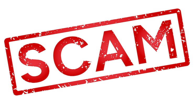 Vector red scam stamp seal with grunge vector illustration