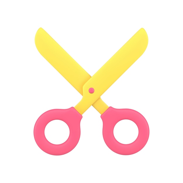 黄色の鋭い刃の赤いはさみdアイコンベクトルイラスト理髪店のシンボルを切る