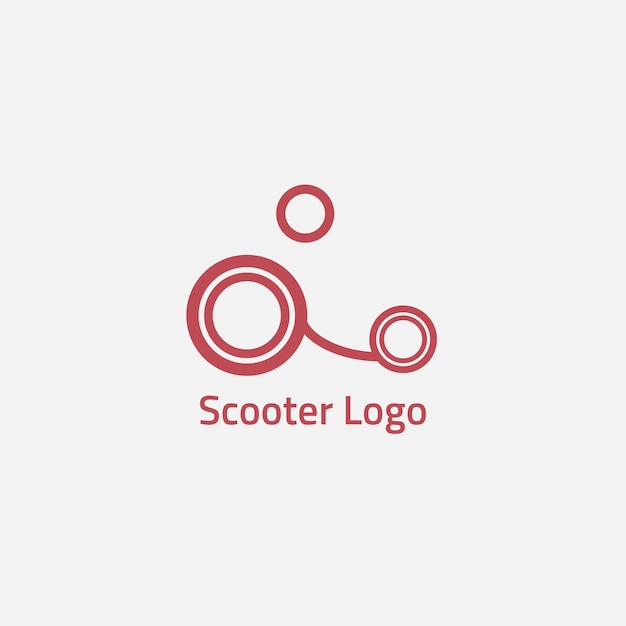 Logo scooter rosso di cerchi e linee.