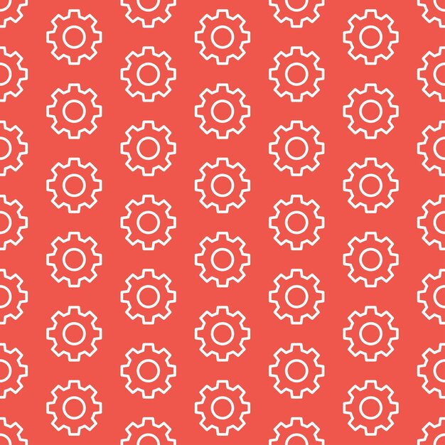 Vector red seamless pattern with white gears