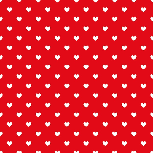 Vector red seamless pattern with white hearts