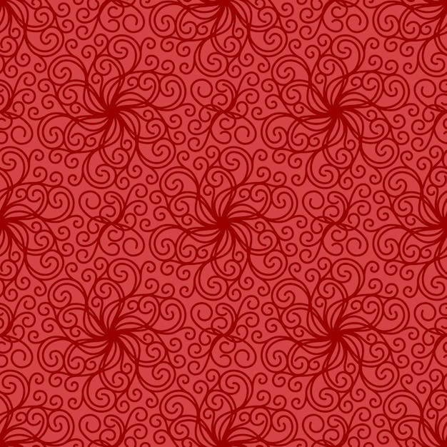 Red seamless vector background with spiral curls