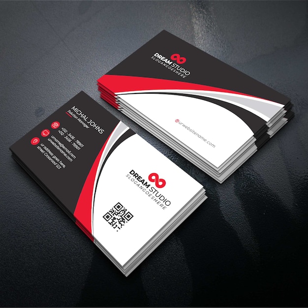 Vector red shape visit card design