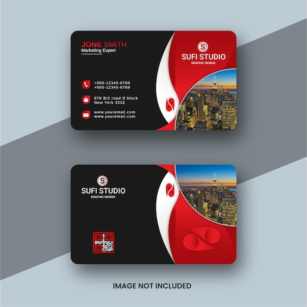 Red Shape Visit Card Template