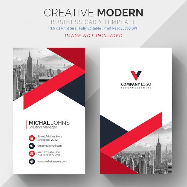 red shape visit card