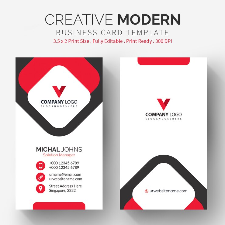 Vector red shape visit card