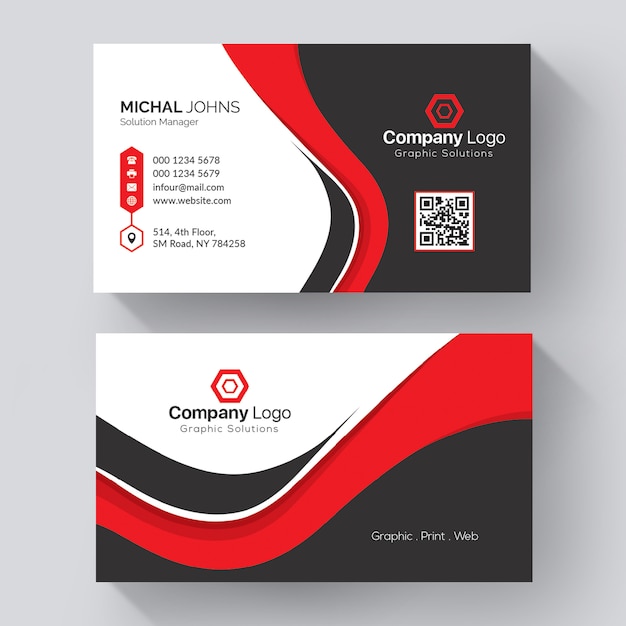 Red shape visit card