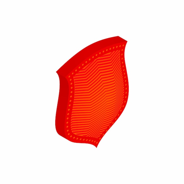 Vector red shield icon in isometric 3d style isolated on white background