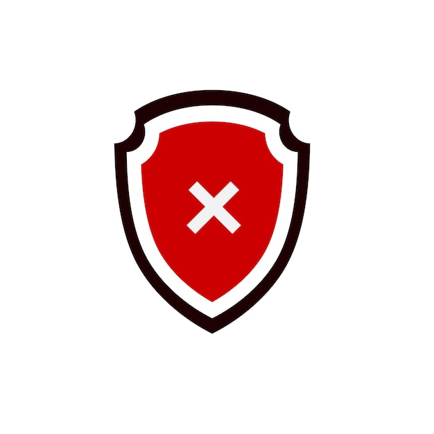 Red shield with a cross Icon for protection and security Vector illustration