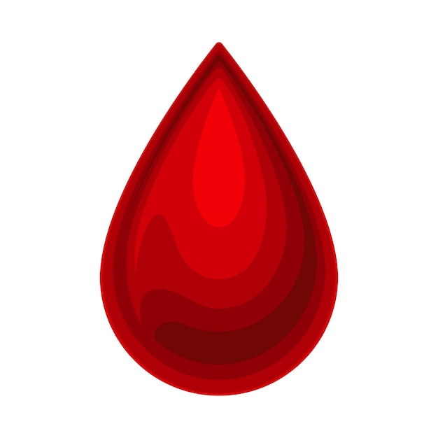 Vettore goccia rossa lucida di sangue isolata su fondo bianco