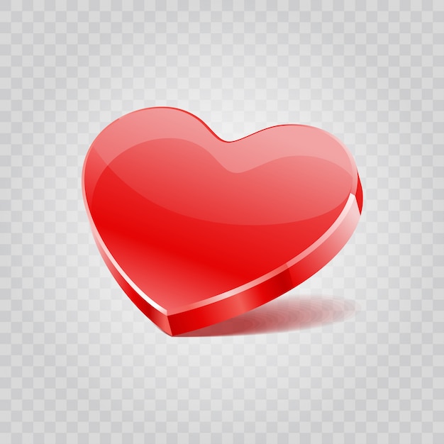 Red shiny heart shape isolated on transparency   illustration