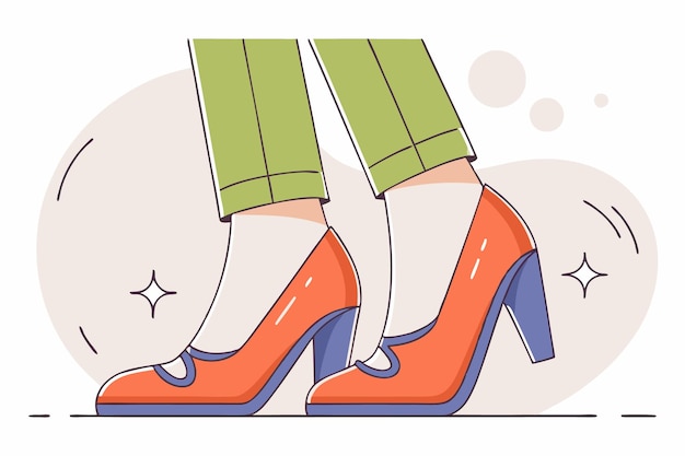 red shiny heels shoes illustration art on white background