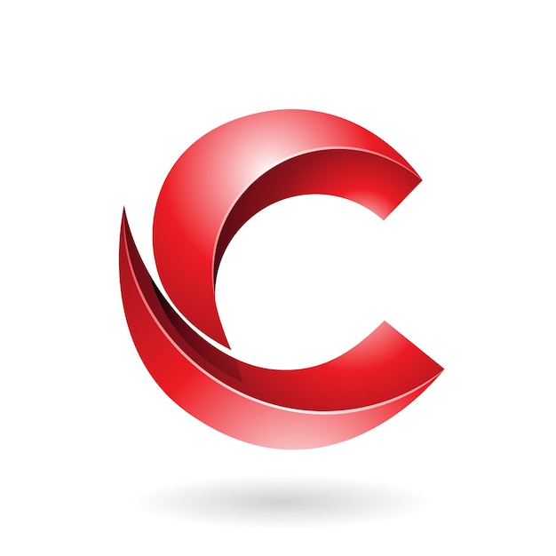 Vector red shiny melon slice shaped letter c icon